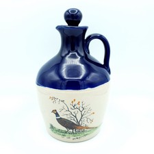 Lindisfarne Mead Jug & stopper signed P.F Alexander Stoneware Pheasant & chicks
