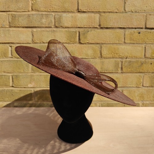 Dark brown large fascinator - dark,