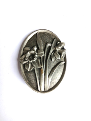 Vintage pewter style daffodil - pewter,