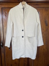 Zara White/ Ivory Coat Wool Blend Cardigan Longline Button Front Size XS