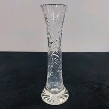 Royal Brierley Crystal Stem Vase Cut Flower Pattern 20cm Tall Heavy Base Signed