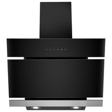 electriQ 60cm Angled Cooker Hood - Black and Stainless Steel eIQAN60BLTOUCHHE