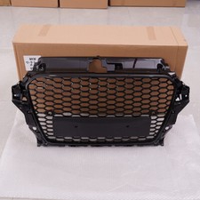 FOR AUDI A3 S3 8V 12-16 GLOSS BLACK RS STYLE FRONT HONEYCOMB RADIATOR GRILLE UK