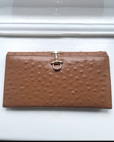 Tan ostrich leather wallet - ostrich,