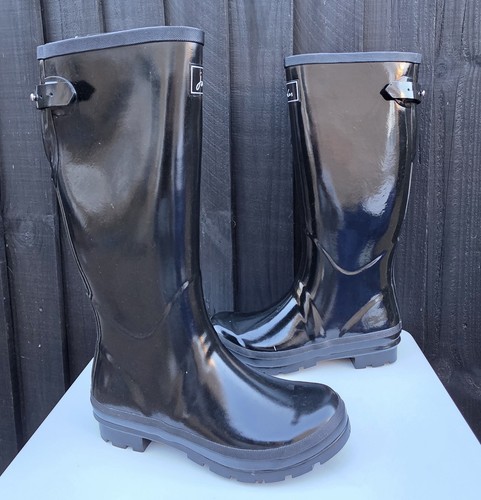 Joules black gloss wellies - black,