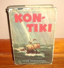 KON-TIKI-6 Men Across Pacific on a Raft-THOR HEYERDAHL-1st Ed, 7th Print HC w/DJ