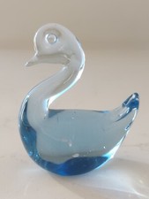 Vintage Blue Art Glass Swan