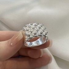 Silver Mens Five Row Keeper