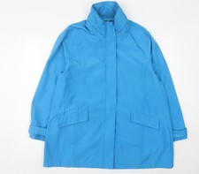 TIGI Womens Blue Mid-Length Waterproof Rain Coat Size 14