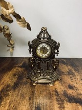 SPLENDEX German Ornate  Baroque Style Brass Mantel Clock With Cherubs