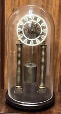Industrial Chain Driven Skeleton Clock, Glass Dome, Weight & Key. Large In Size
