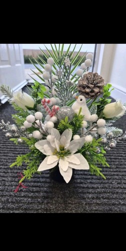Christmas flower grave pots - grave,