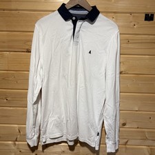 Musto Rugby Polo Shirt Long Sleeve White Logo Mens Size Large 