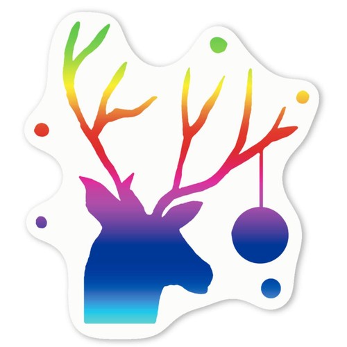 Rainbow christmas stag white - stag',