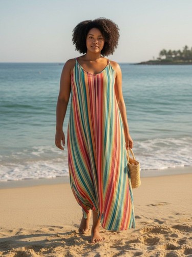 Striped beach kaftan resort - striped,