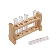 1 Set Mini Toy House Plastic Test Tubes with Wooden Rack Laboratory Equipment