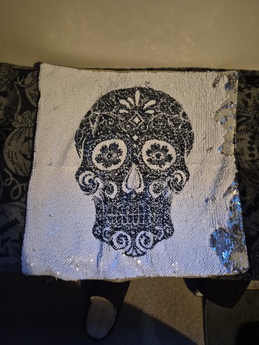 Skull sequin cushion cover - sequin,