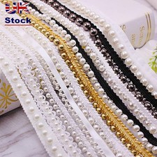 Fabric Hand-stitched Pearl Beaded Lace Ribbon Pearl Braid Lace Ribbon Lace Trim