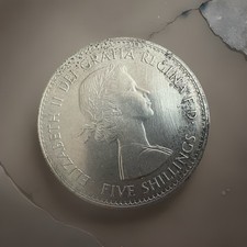 UK 5 Shillings Crown 1960 Elizabeth II ~ Commemorate NY Exhibition UNC Coin