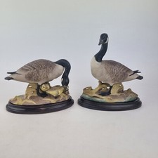 Pair Boehm Porcelain Figures Canada Geese On Stands #408