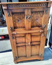 Vintage oak old charm style cocktail cabinet with cupboard base pull out tray