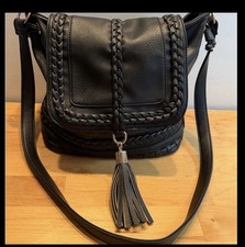 JustFab Black Braided Tassel