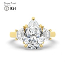 Pear Diamond Trilogy Ring 14k
