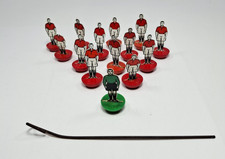Subbuteo 1950s Celluloid 13 Red Players + Green Goalkeeper + Rod Branded Bases
