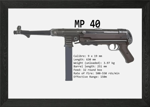 Sub machine gun - 40, framed