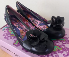 Irregular Choice Shoes EU 39 UK 6 Black Floral Kitten Heel New In Box