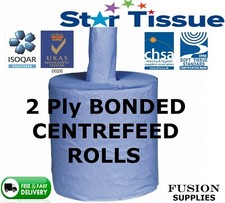 MECHANICS,WORKSHOP,PAPER WIPER ROLL,2 PLY BLUE,CENTREFEED,CATERING,MOTOR,GARAGE