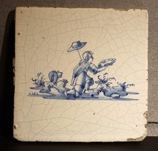 Rare 17th 18th Century Antique Handpainted Delft Tile.