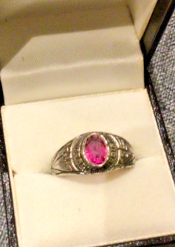 Silver coloured ring pink - silver,
