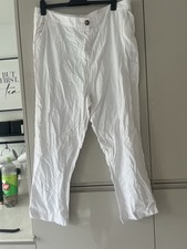 Peacocks White Linen Blend Trousers Women Size 20 Tiny Mark But Excellent