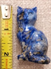 Blue Lapis Lazuli Carved Cat Figurine Home Décor 45.9 Gr Art Work Reiki Healing
