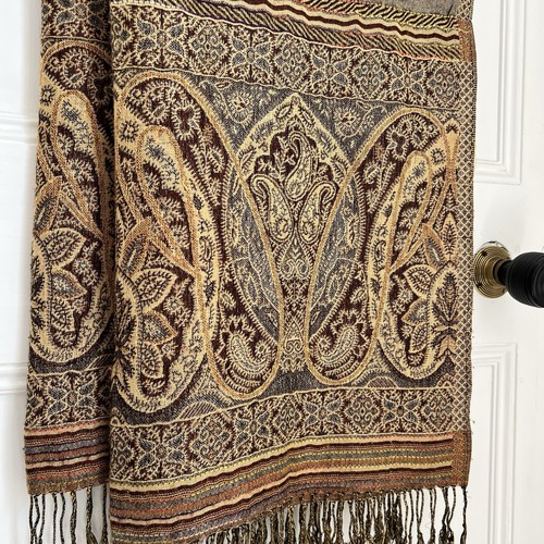 Silk pashmina shawl wrap brown - pashmina,