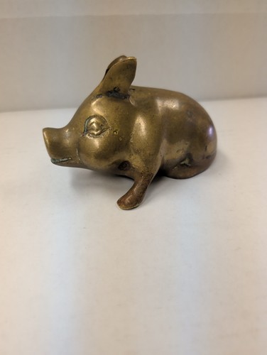 Vtg solid brass pig - solid,