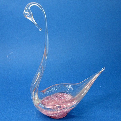 Vintage glass swan - vintage, mottled