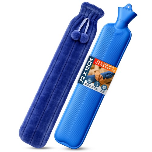 Long hot water bottle with - water,