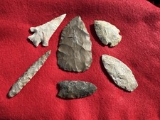 Lot Of 6 Native American Arrowheads Artifacts 