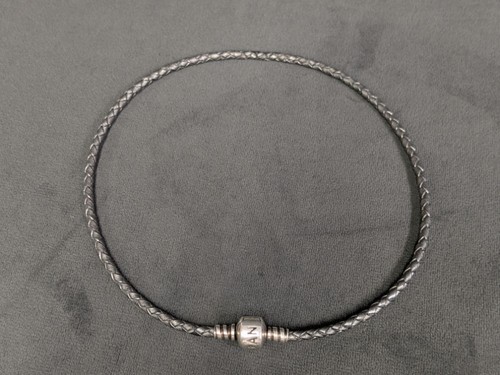 Pandora grey leather braided - leather,