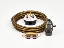Lamp Wiring Kit Switched Brass Bulb Holder BC B22 Fitting Flex Cable Plug