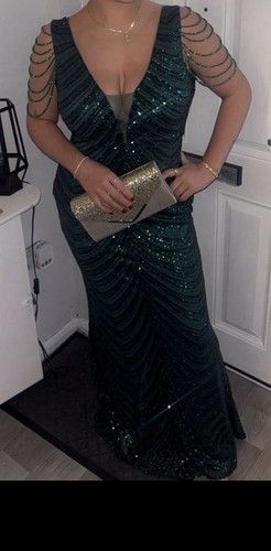 Emerald green sequin ball gown - green,