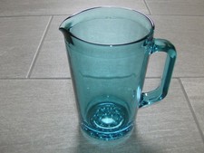 Vintage turquoise glass water jug,  1 & 1/2 pint/ 900ml