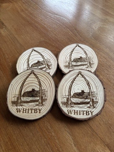 Natural wood coasters whitby - natural, coasters,
