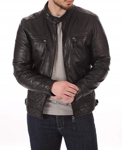 Men racer café - café, leather