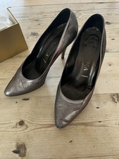 Gina Of London Pewter Leather Court Shoes Size 5 Elegant