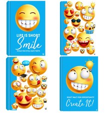 A4 A5 EMOJI Hardback Notebook Lined Journal Planner Book Pad HOME SCHOOL WRITING