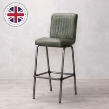GREEN LEATHER BAR STOOLS