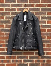 All Saints Mens XL NADE Studded Leather Biker Jacket Bomber Moto A397